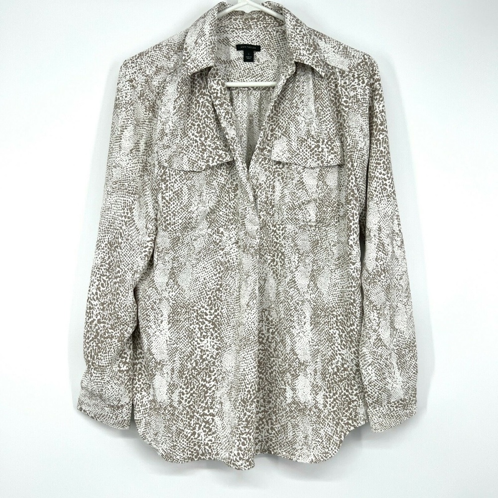 Ann Taylor Snake Pattern Button Down Camp Shirt - image 1